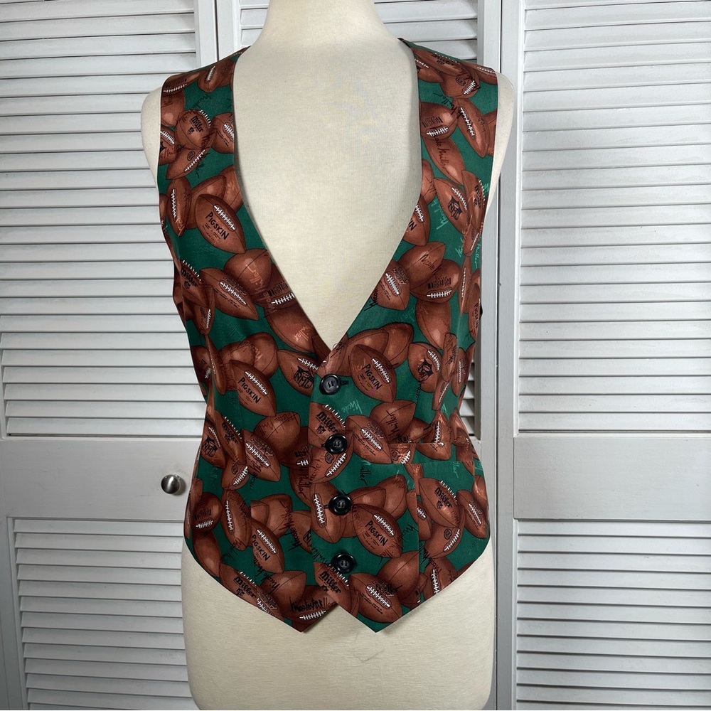 RARE Nicole Miller 1994 Football Vest 🏈 100% Silk Limited Edition Men’s S